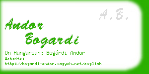 andor bogardi business card